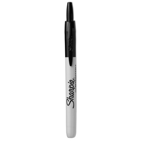 Sharpie Retractable Permanent Marker, Fine Bullet Tip, Black, PK12 32701